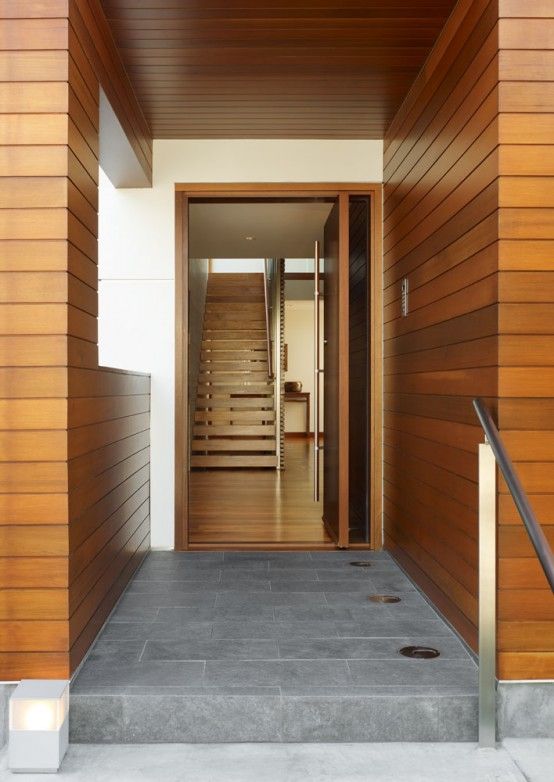 Smooth and streamlined entryway. | Modern beach house, House .