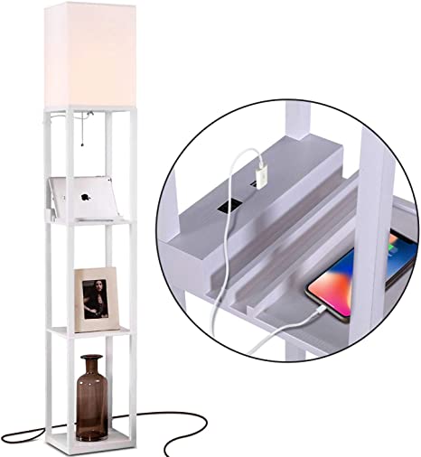 Brightech Maxwell Charger - Shelf Floor Lamp with USB Charging .