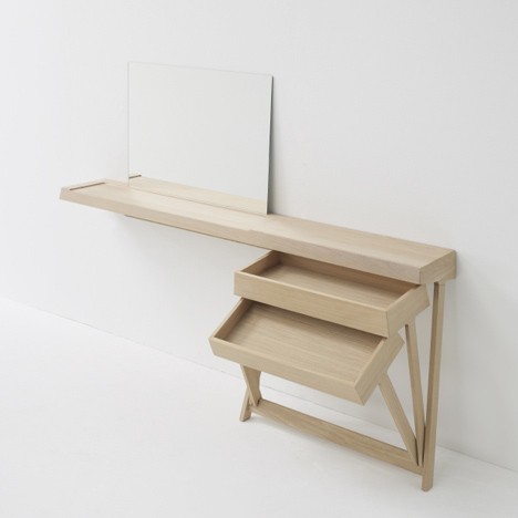 Simple Desk and Dressing Table with Unique Hinged Drawers - The .