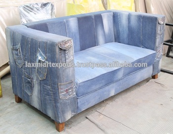 Recycled Denim Jeans Sofa With Jean Pillow Set - Buy Blue Jean .