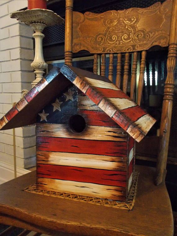 Americana Birdhouse, Rustic Birdhouse, Made to Order, Stars and .