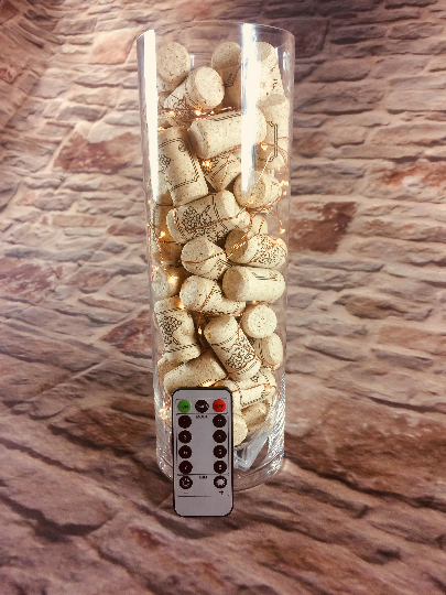 Buy Hand Made Lighted Glass Vase/Fairy Lights/Wine Corks, made to .