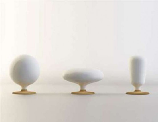 A Stylish Collection Of Lamps And Vases Made Of Glass And Cork .