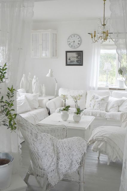 All Shades Of White: 30 Beautiful Living Room Designs | Shabby .