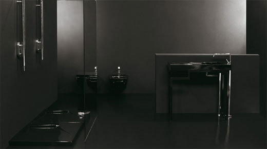 Home Interior Project: Amazing Almost Pure Black Bathroom Design Ide