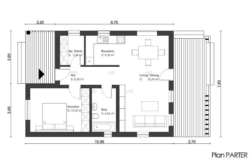 Proiecte de case de 60-70 mp - strictul necesar | Floor plans, One .