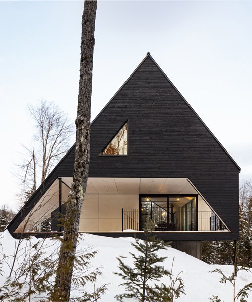 bourgeois / lechasseur designs striking asymmetrical cabin A in cana