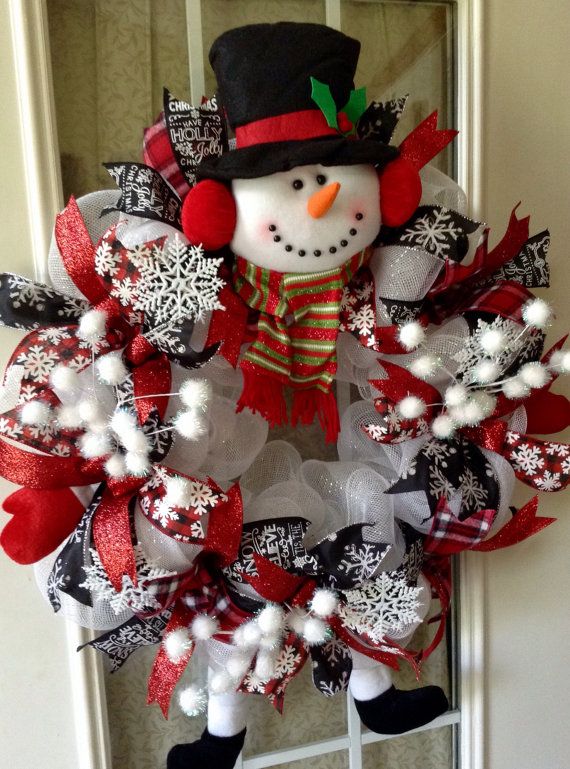 Christmas snowman wreath white deco mesh Snowman by TheCornerPaper .