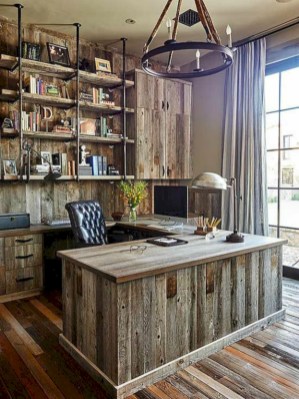 49 Awesome Rustic Home Office Designs Ideas - ROUNDEC