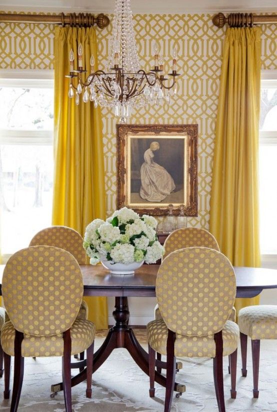 Banana Mood: 27 Yellow Dipped Room Designs | Yellow dining room .