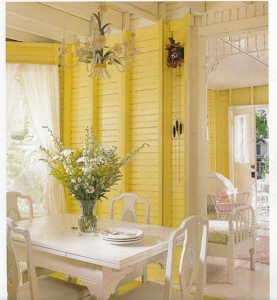 Cottage chic in butter yellow | Yellow cottage, Cottage, Cottage dec