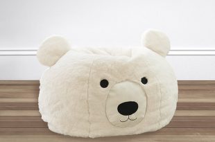 Ivory Polar Bear Faux Fur Anywhere Beanbag™ | Kids Bean Bag Chair .