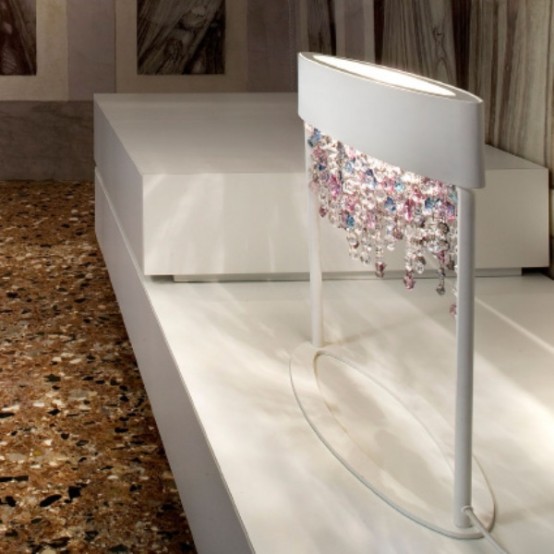 Beautiful And Delicate Lamp With Glass Pendants by Masierogroup .