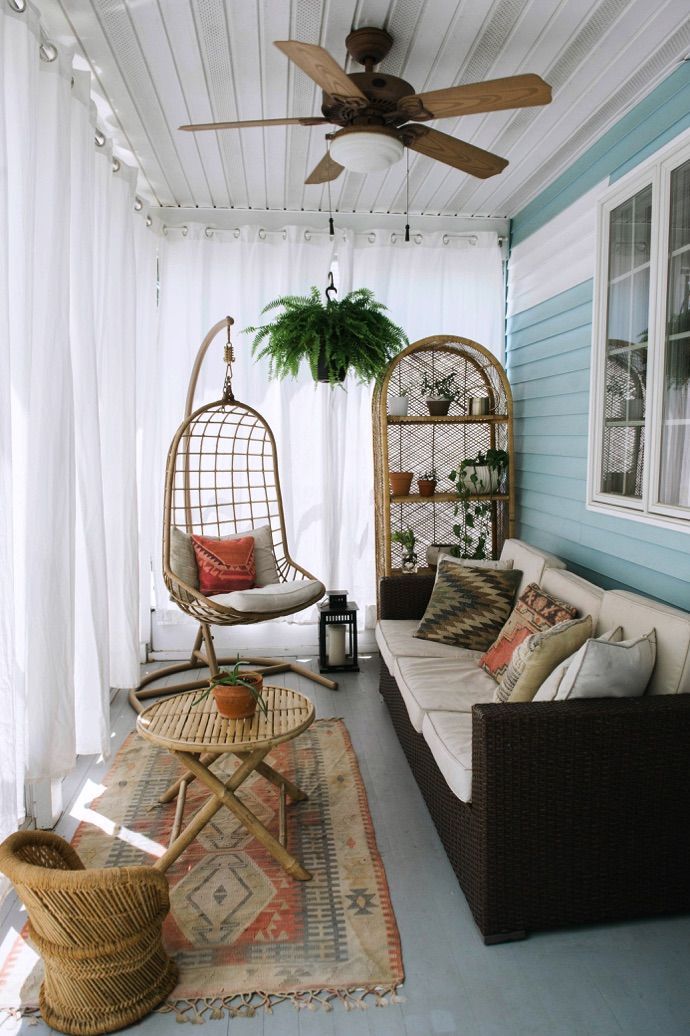 Hanging chair // outdoor curtains // sunroom ideas #Chair .