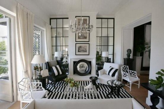 Black And White Traditional Living Rooms