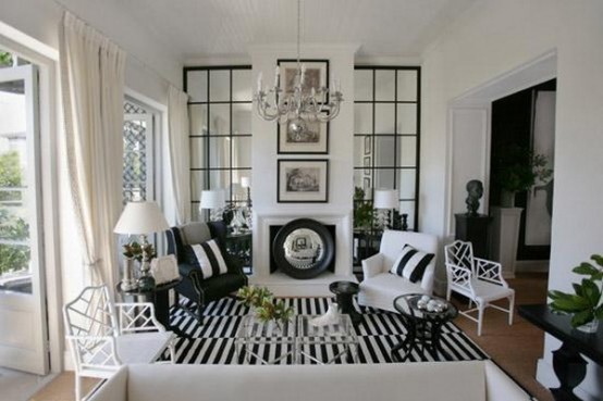 21 Black And White Traditional Living Rooms - DigsDi