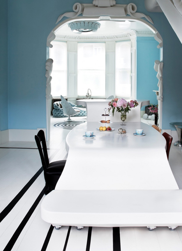 Eclectic Apartment Done In Light Blue Shades - DigsDi