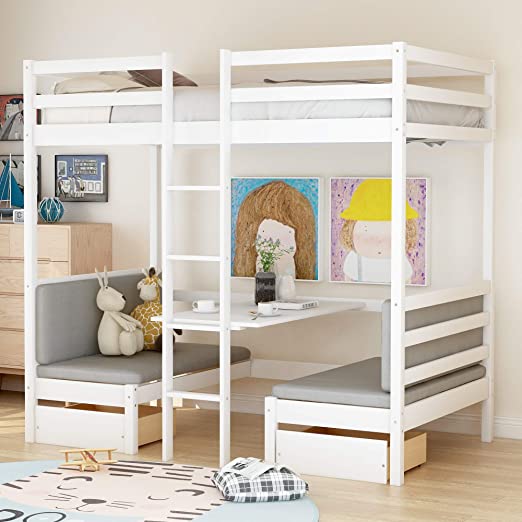 Amazon.com: Convertible loft Bed, Twin Wood loft Bed with Storage .