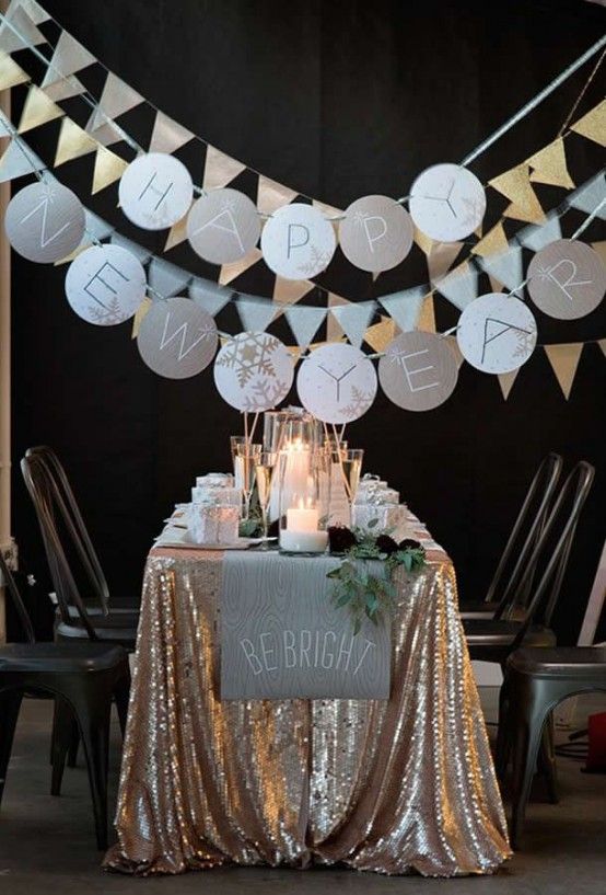 34 Cheerful New Year Party Décor Ideas | New years eve decorations .