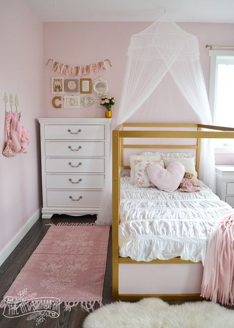 A Pink, White & Gold Shabby Chic Glam Girls' Bedroom Reveal .