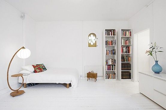 Clean White Small Apartment Interior Design with Minimalism in .