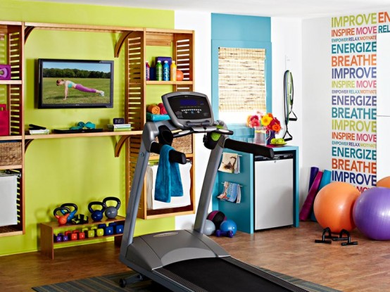 Colorful And Inspiring Home Gym Design - DigsDi