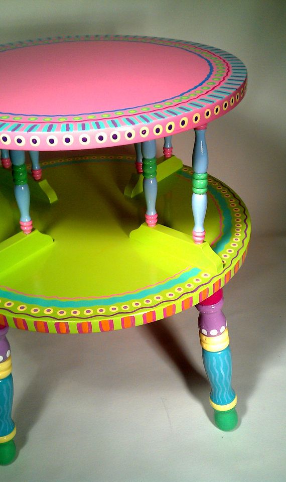 Side Table Hand Painted Furniture Made to Order by LisaFrick .