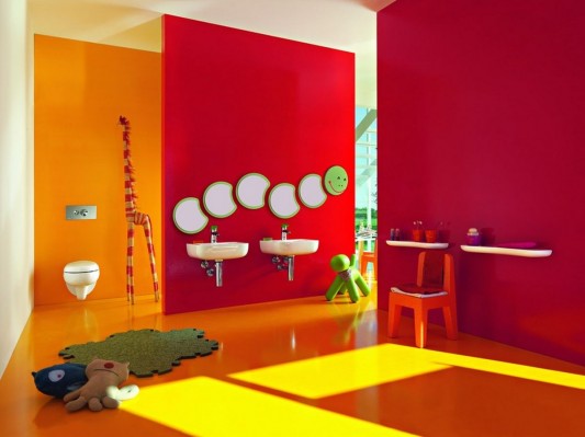 Create Colorful and Bright Child Bathroom with Florakids Furniture .