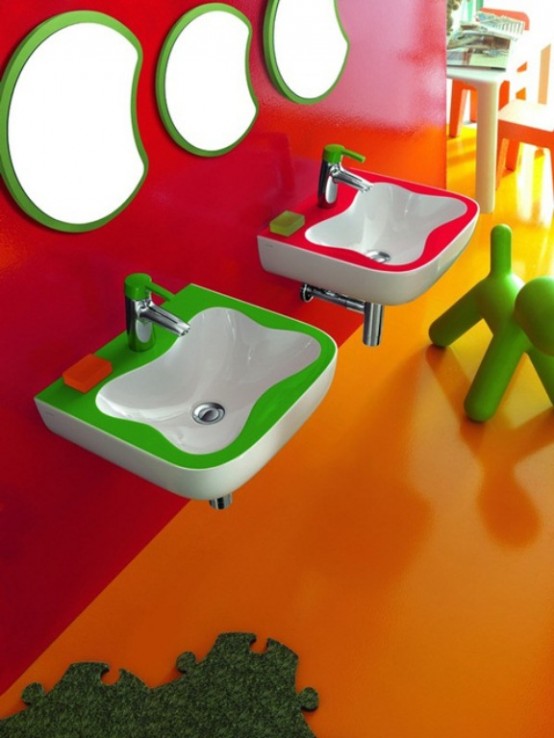 Colorful Kids Bathroom Furniture by Laufen