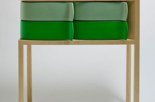 Colorful Modern Sideboard With Rotating Green Boxes - DigsDi