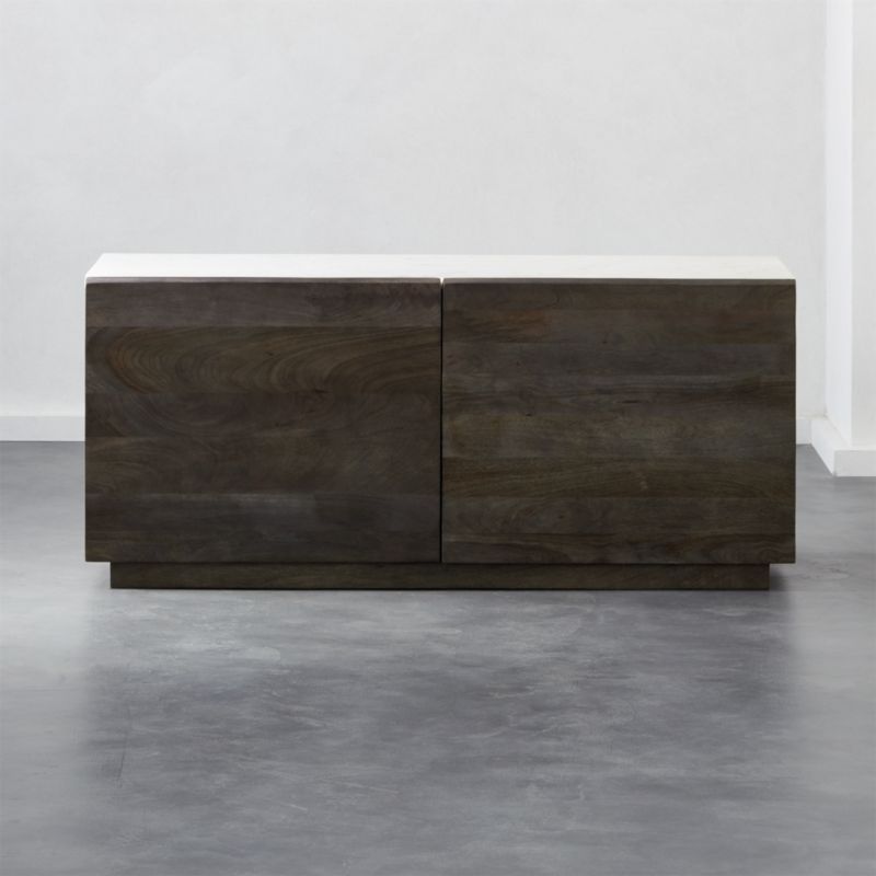 Shop Vibrato Marble Top Credenza. Grey-stained wood meets ridged .