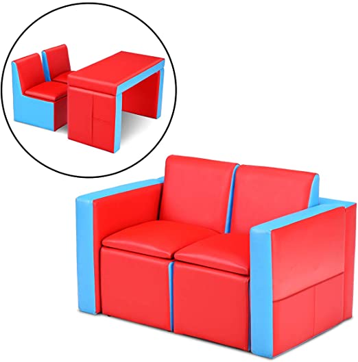 Amazon.com: Costzon Kids Sofa, 2 in 1 Double Sofa Convert to Table .