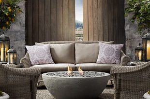 Concrete Outdoor Fireplace - River Rock Fire Bowl from Restoration .