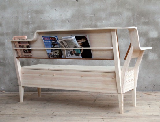 Contemporary Kitchen Sofa With Books And Magazines Storage On The Back