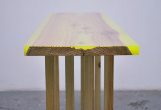 Contemporary Low Table With 8 Legs Covered With Epoxy Resin - DigsDi