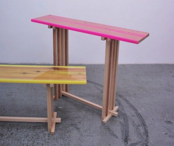 Contemporary Low Table With 8 Legs Covered With Epoxy Resin (With .