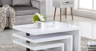 Design Coffee Table Rotating In White High Gloss With 3 Tops .