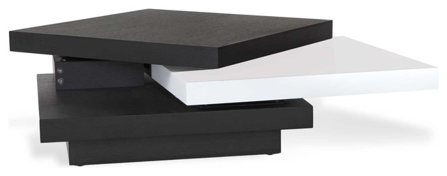 Floyd Black and White Coffee Table With Rotating Shelf .