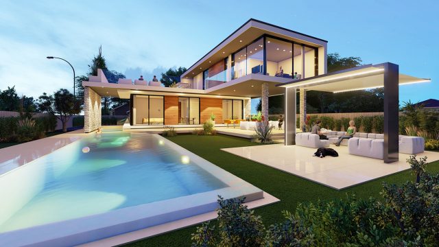 Modern villa with private swimming pool, San Felice, Lake Garda .
