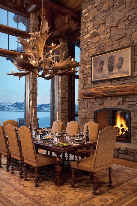 30 Convenient Chalet Dining Zone Design Ideas | Rustic dining room .