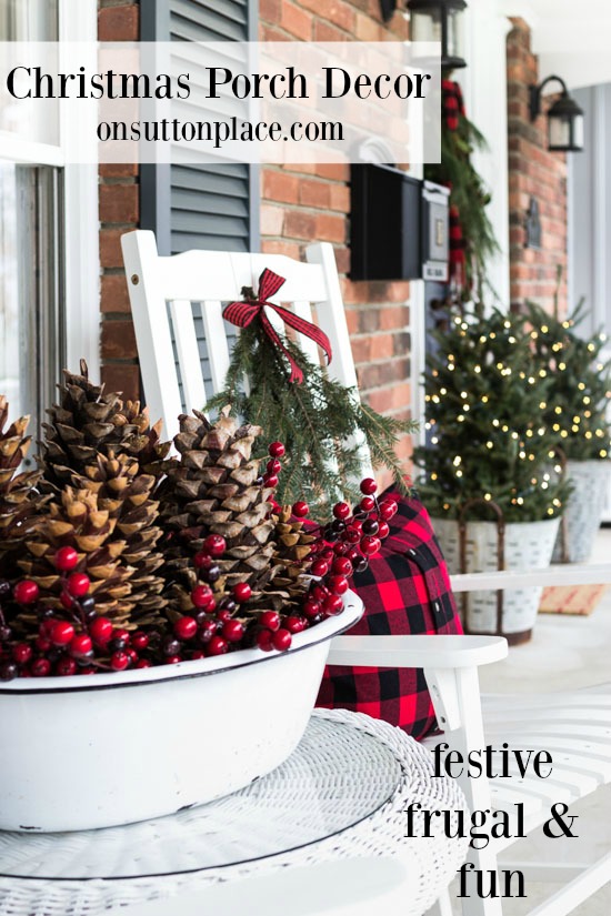 Festive & Frugal Christmas Porch Decor | On Sutton Pla