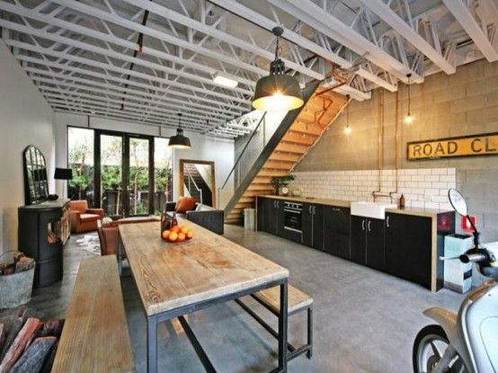 bench seating! 45 Cool Industrial Kitchen Designs That Inspire .