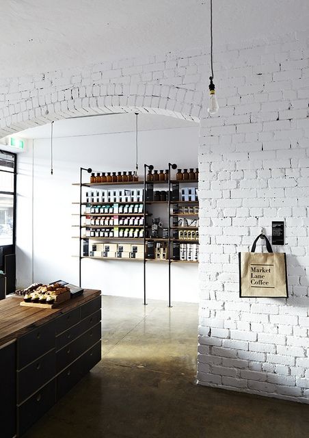 cool shelving idea (With images) | Shop interiors, White brick .