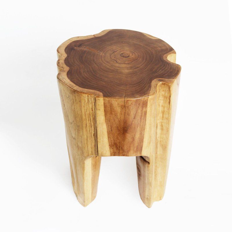 Three Leg Teak Root Stool | Chairish | Wooden bedside table, Metal .