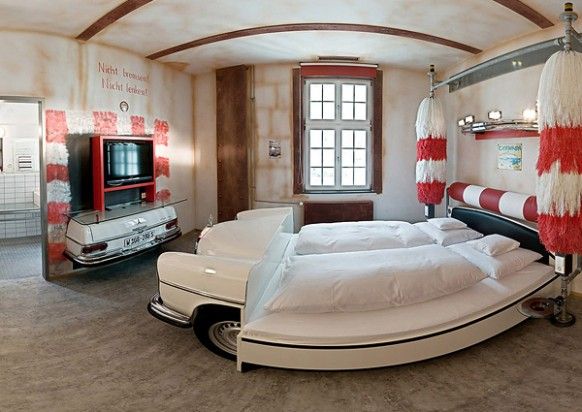 Amazing Car Themed Rooms of V8 Hotel, Germany | Unique bedroom .