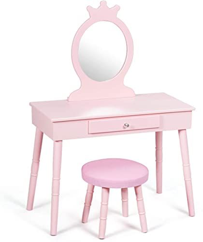 Best Seller GOFLAME Kids Vanity Set, Princess Dressing Table Set .