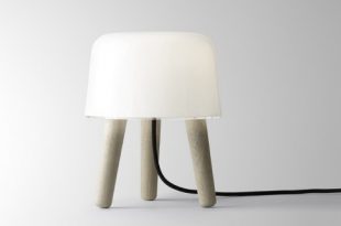 Cosy Lamp Made of White Translucent Glass and Oak - Milk Lamp by .