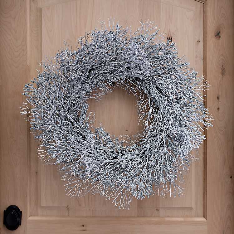 Silver Glitter Coral Wreath | Kirklan
