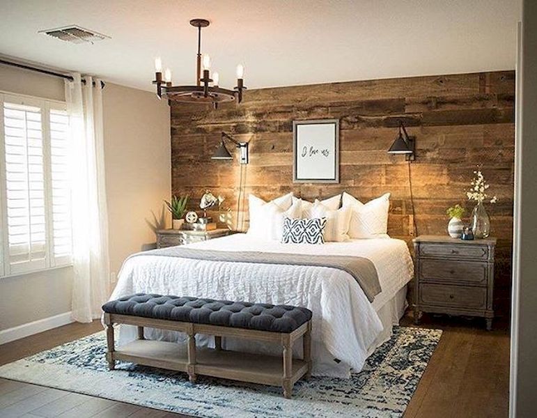 Warm and Cozy Rustic Bedroom Decorating Ideas 08 | Farmhouse style .