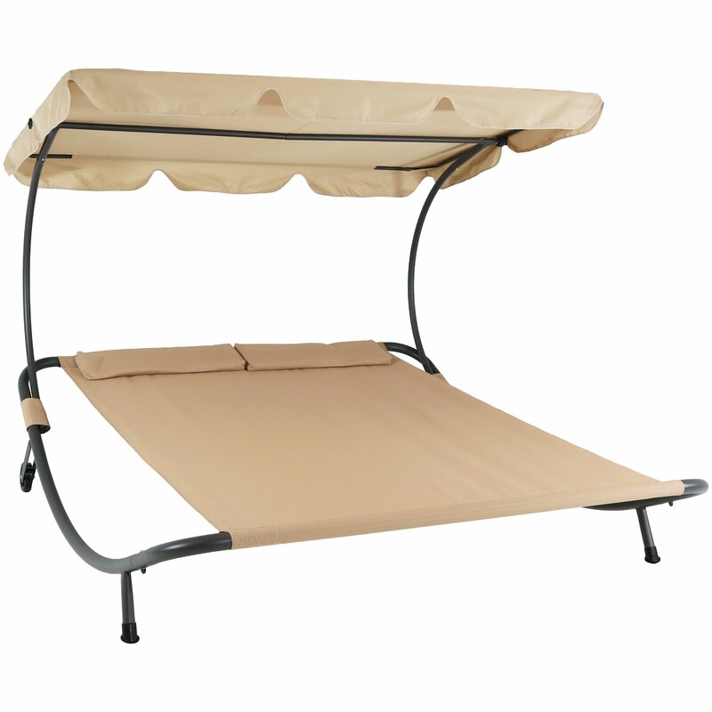 Ebern Designs Cartert Outdoor Double Chaise Lounge with Cushion .